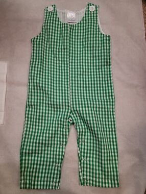 NEW Love That Cotton 12m Green Gingham Longall
